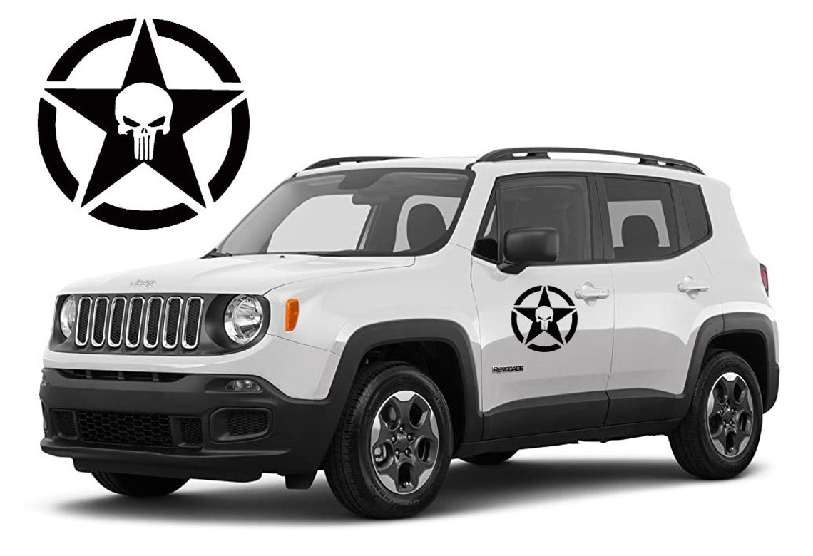 1 set of 2 Jeep Renegade Star Decal Stickers for Jeep