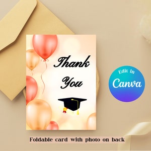 Graduierung danke | Klasse 2024 Dankeschön merken | Moderne Dankeskarte | Danksagungskarte | Faltbare Dankeskarte