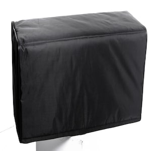 Puede incluir: Funda de tela negra para un dispositivo electrónico grande, como un altavoz o un amplificador.