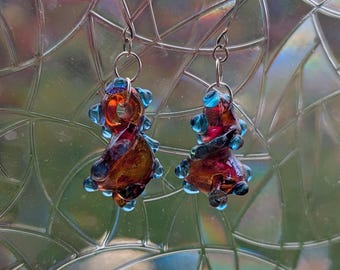 Handmade Glass octopus tentacles earrings