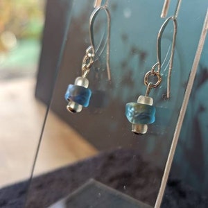Etched glass lampwork earrings