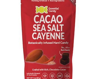 Caramelo duro vegetal Cacao Sea Salt Cayenne Blend™: chocolate dulce, salado y picante