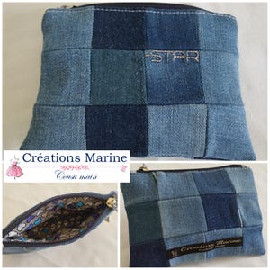 Pochette patchwork réalisé à partir de Jean upcyclé