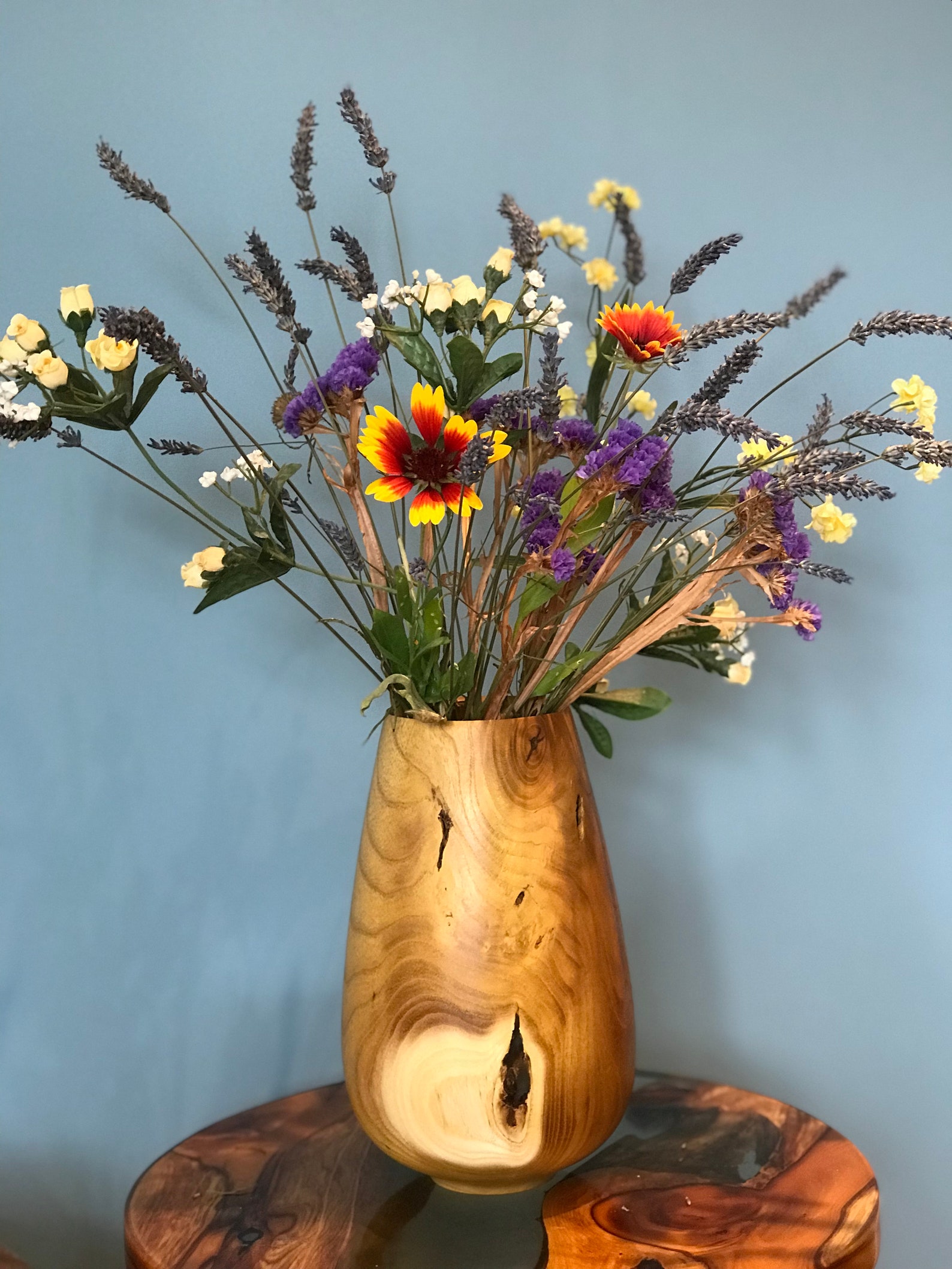 Wooden Dried Grass Vase. Made From Acacia With a Small Clear Etsy