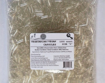 Empty Vegetarian / Vegan / HPMC Capsules, Size 0, 1000 per bag with Free Essenzale Nasal Inhaler