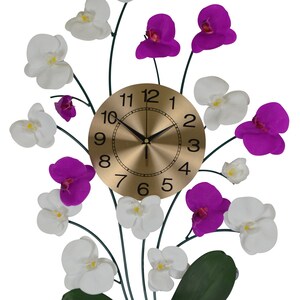 Three Star Floral wall clock with orchids