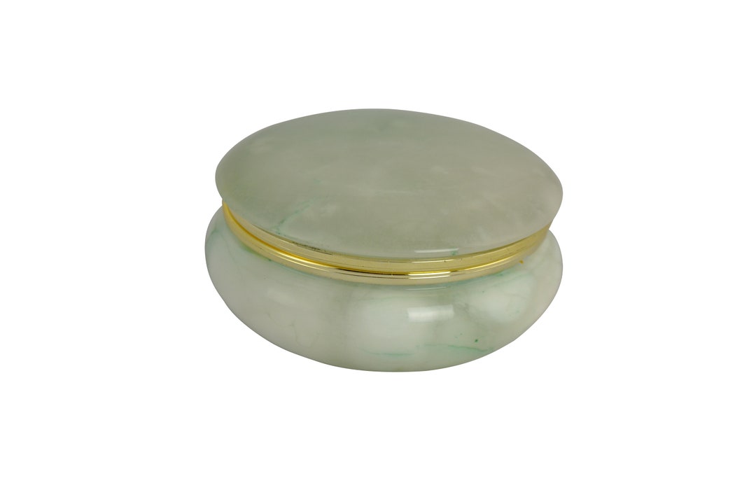 Hand Made Alabaster Jewelry Box / Pill Box in Green Etsy