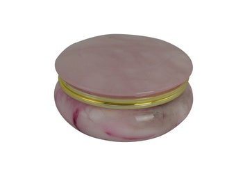 Hand made alabaster jewelry box / pill box in pink