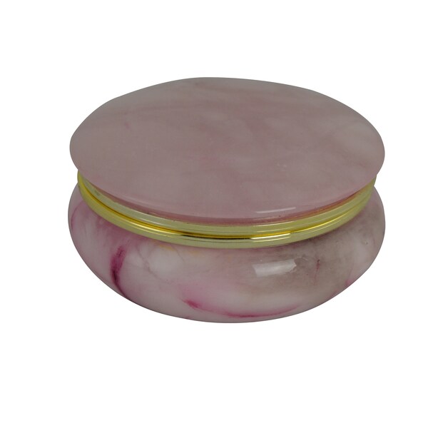 Hand made alabaster jewelry box / pill box in pink