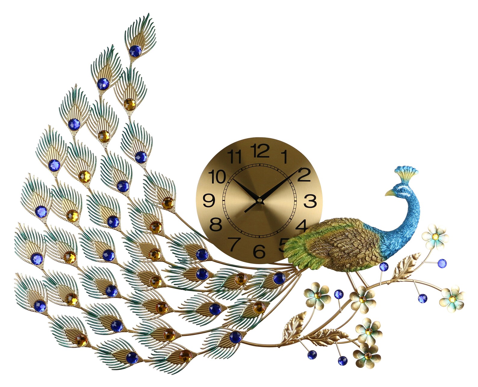 Large peacock wall clock Etsy