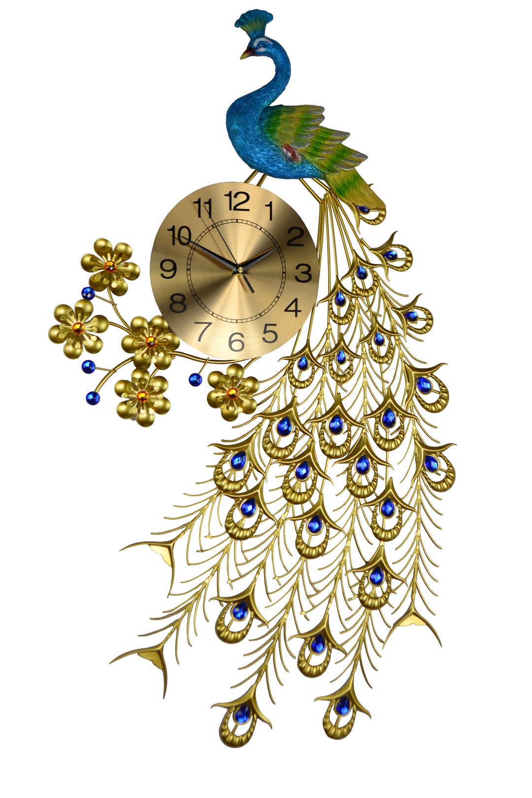 Three Star Large Peacock Wall Clock Etsy