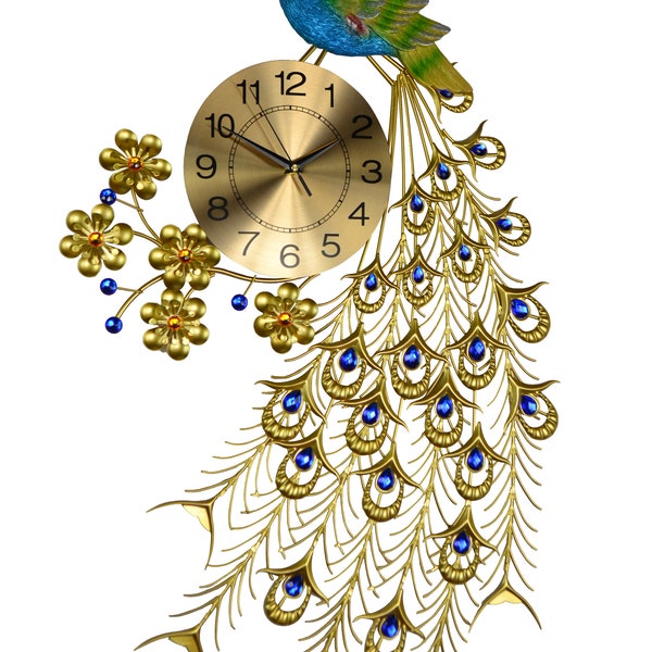 Three Star large peacock wall clock