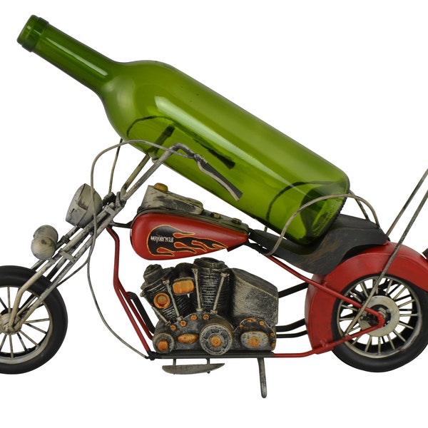 Wine Bodies metal wine bottle holder red motorcycle