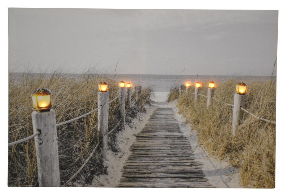 Light up Canvas Oil Painting With LED Lights, Walkway to the Beach Etsy