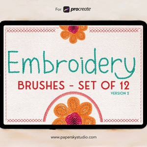 12 Procreate Embroidery Brushes Stitches Procreate Brush Set Art Brushes Procreate Cross-stitch Brush Chain Stitch Brush Embroidery Designs