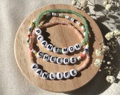 Armband PERSONALISIERBAR Freundschaftsarmband Schriftzug Slogan Buchstabenperlen Glasperlen Geschenkidee