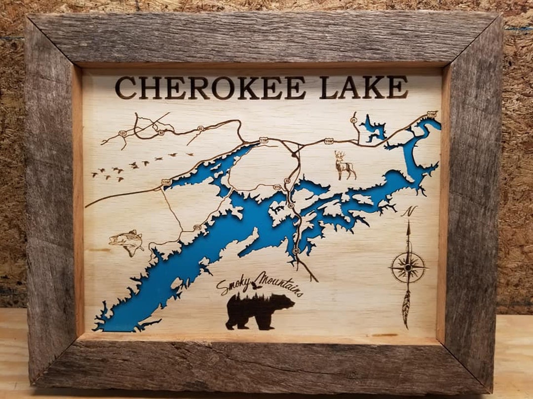 Cherokee Lake Map INSTANT DOWNLOAD Digital File Only Svg Lbrn Etsy