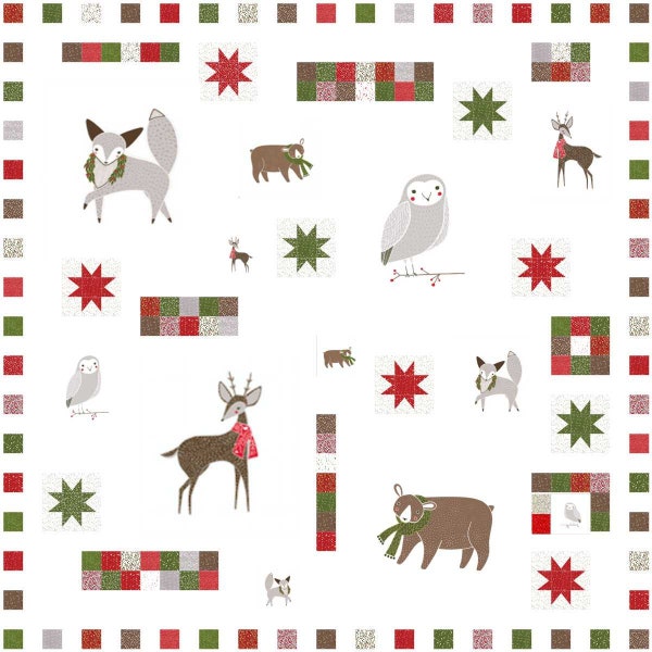 WOODLAND WONDER Moda MERRIMENT Christmas Winter Quilt KiT Ginger