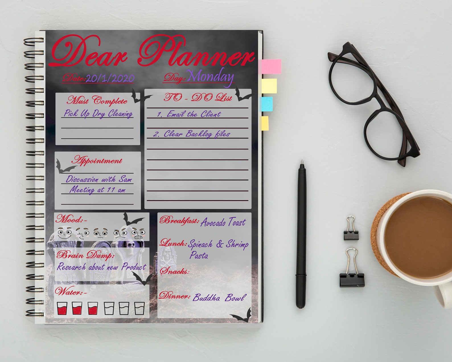 Goth Planner Printable Daily Planner Everyday Planner Day Etsy