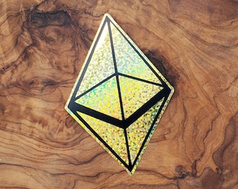 LIMITED EDITION -  ETH Ethereum Gold Holographic Vinyl Sticker/Decal for Crypto lovers perfect on laptop, water bottle, binder gift idea