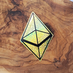 LIMITED EDITION -  ETH Ethereum Gold Holographic Vinyl Sticker/Decal for Crypto lovers perfect on laptop, water bottle, binder gift idea