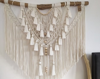 Extra large macrame wall hanging for boho apartment, aesthetic wall art, Nordic style interior tapestry, unique geometric pattern, fiber art