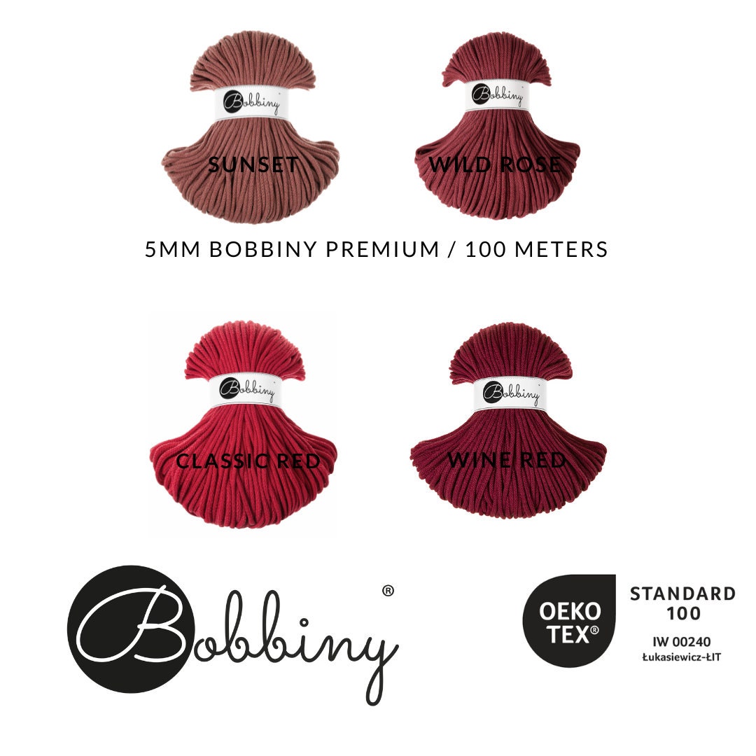 Bobbiny Premium 5 mm gevlochten katoenen koord 100 meter voor macramé, haken, weven, gerecycled katoen, gehaakt, gehaakt katoenen koord, doe-het- zelf - Nederland