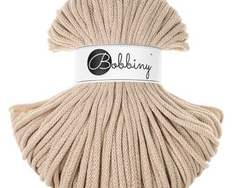 Bobinas beige cálido, cordón de algodón trenzado premium de 5 mm, 100 m, cordón de algodón, hilo textil, cuerda de macramé, cordón de algodón