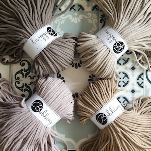 Bobbiny Premium 5 mm corda di cotone intrecciata 100 metri per macramè, uncinetto, tessitura, cotone riciclato, uncinetto, corda per macramè, fatto a mano, fai da te