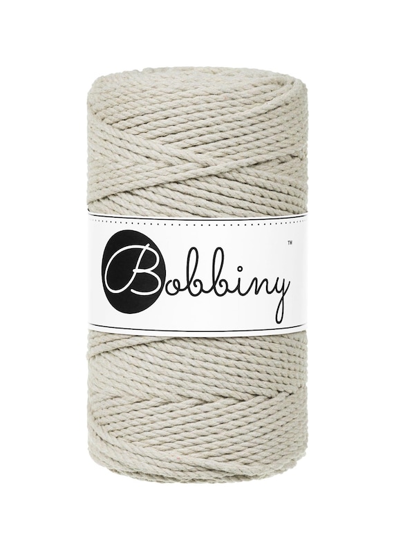 Pale Olive Bobbins 3ply Macrame Rope 3mm, 100m 3-strand Makramee