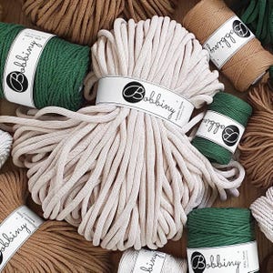 Jumbo 9 mm Bobbiny Flechtschnur in verschiedenen Farben, geflochtene Baumwollschnur 100 Meter, Makrameeschnur, handgemachtes DIY, Bastelschnur, Makrameegarn