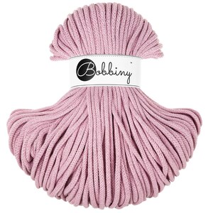 Bobbiny Premium Baumwollkordel, 5 mm, geflochten, 100 Meter, Farbe: Dusty Rose, für Makramee, Häkeln und Weben. Hergestellt aus recycelter Baumwolle.
