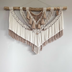 Large macrame wall hanging with tassels, Makramee Headboard, Wall hanging ideas handmade, Contenporary Tapestry, Baby Room Wall Decor