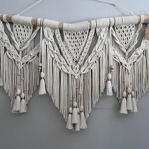 Extra large woven macrame wall hanging, boho decor tapestry, Dip Dyed Tapestry, Macrame Headboard, Mid Century Modern Wall Art, Fiberart