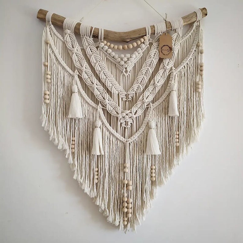 Macrame Wall Hanging With Tassels Macrame Mural Aesthetic - Etsy