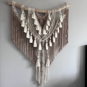 Colgante de pared de macramé extra grande, cabecero de Macrame, decoración de pared de arte de fibra, colgante de pared de Macrame teñido por inmersión, mural de macramé Boho Yoga, guardería