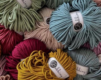 Klosjes 5 mm Premium gevlochten katoenen koord 100 m voor macramé, haken, makramee garen, textielgaren, katoenen koord, breien