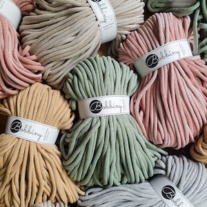 Cordino di cotone Bobbiny Jumbo da 9 mm in vari colori, cordino di cotone intrecciato da 100 metri, spago per macramè, fai da te fatto a mano, cordino artigianale, filo per macramè