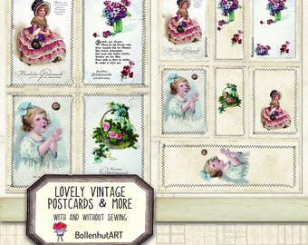 DIGITAL Lovely Vintage Postcards, 12 Sheets, Journaling Cards, Sewing,  Scrapbooking Paper, DIN A4, Instant Download, Junk Journal Paper