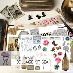 Digitales Junk Journal Papier, Collage Kit BEA, Scrapbook, Papierbasteln, DIN A4, Ephemera herunterladen, ausdrucken und kreativ sein