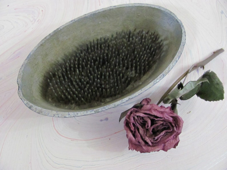 Antique Flower Pin Frog Oval Metal Pins Floral Arranging Etsy