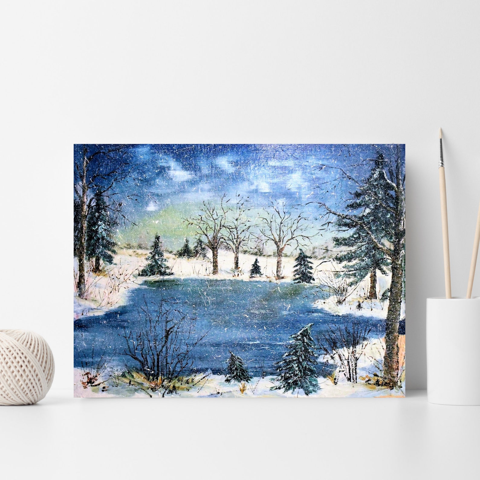 Frozen Pond In WinterInstant Digital Download Oil Painting Etsy