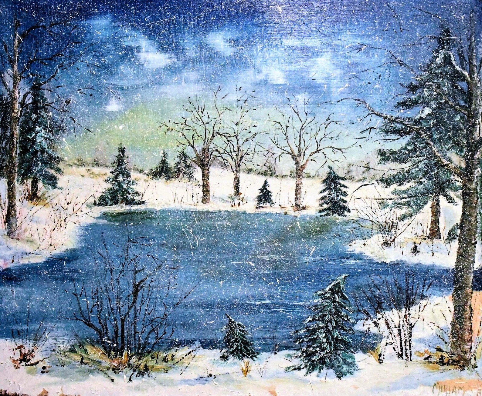 Frozen Winter PondOil Painting On Canvas Winter Pond and Etsy