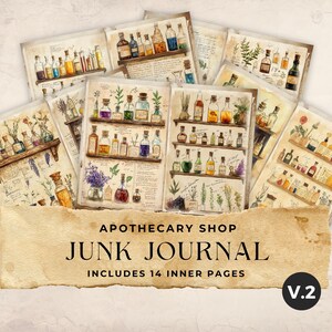 Apothecary Shop Junk Journal Printable, Digital Ephemera for Scrapbooking, Art Journals, and Crafting Ideas