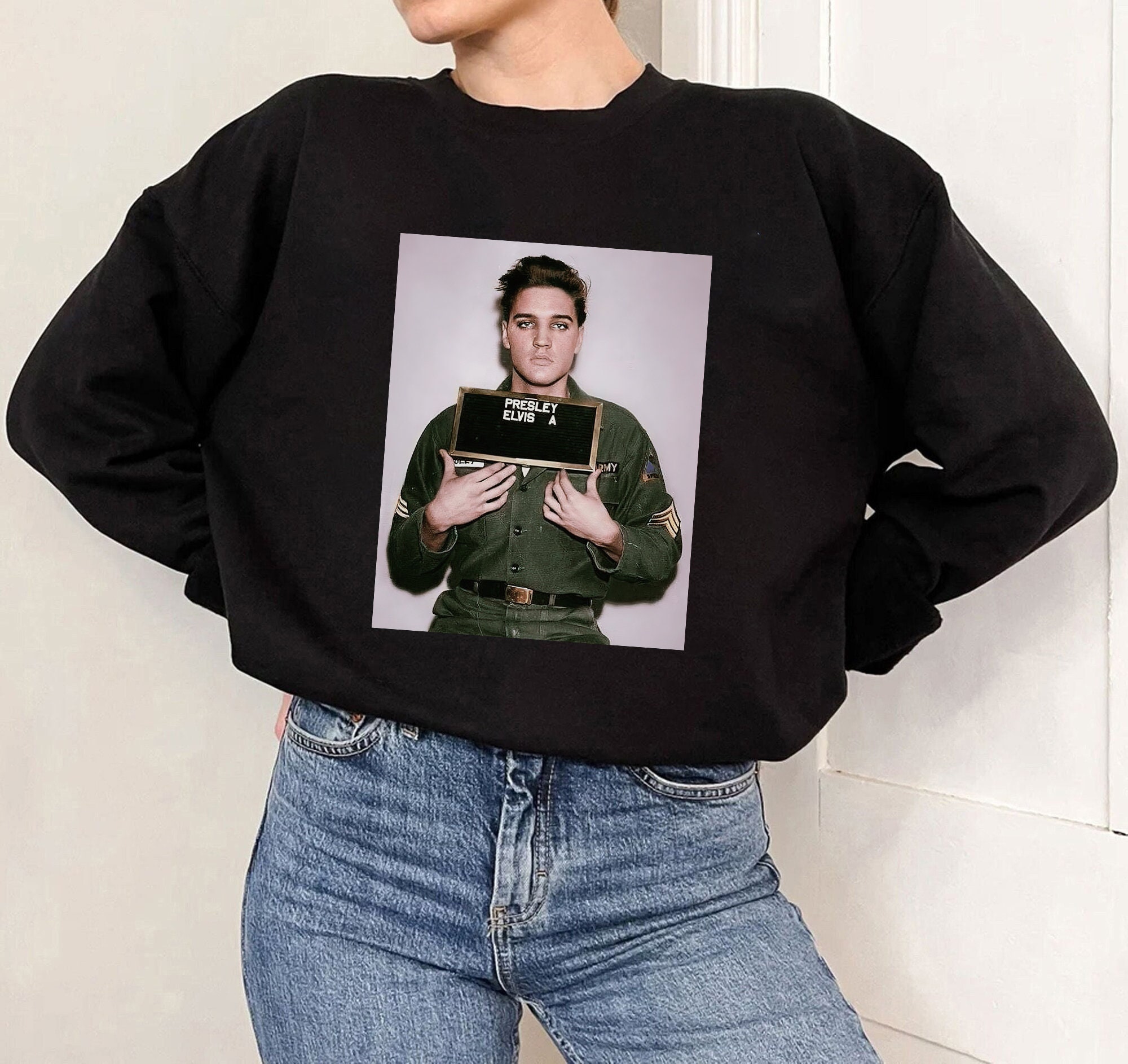 Elvis Presley Mugshot Sweatshirt, Elvis Presley Army Sweatshirt, Elvis Presley Sweatshirt