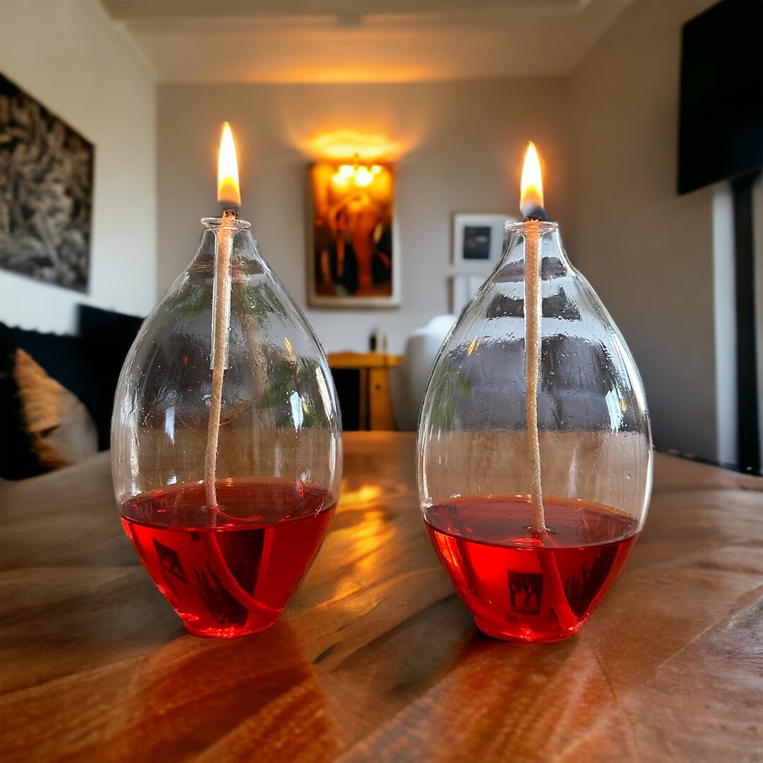 Small Glass Oil Lamp  Set of 3