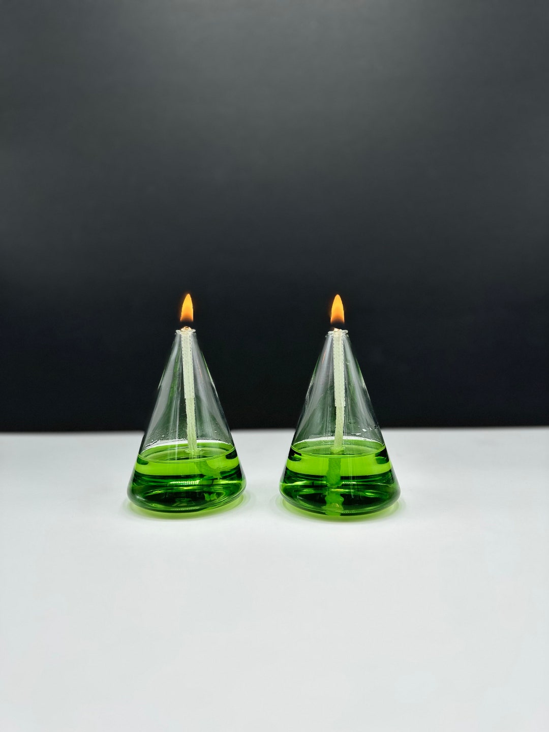 Tapered Glass Oil Lamp Hand Blown Glass Oil Candle Lamp Etsy