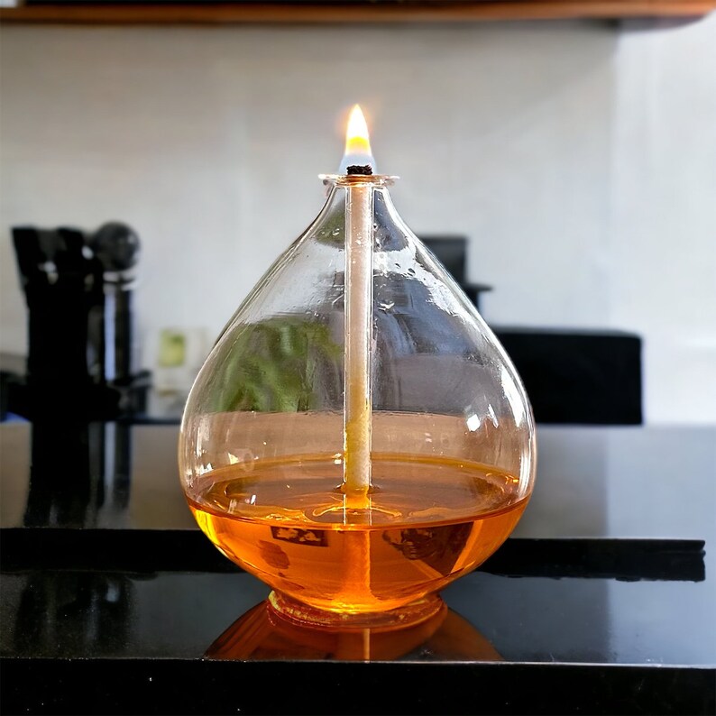 Hand Blown Glass Oil Lamp Set of 2 Clear Glass Oil Lamp Glass Oil