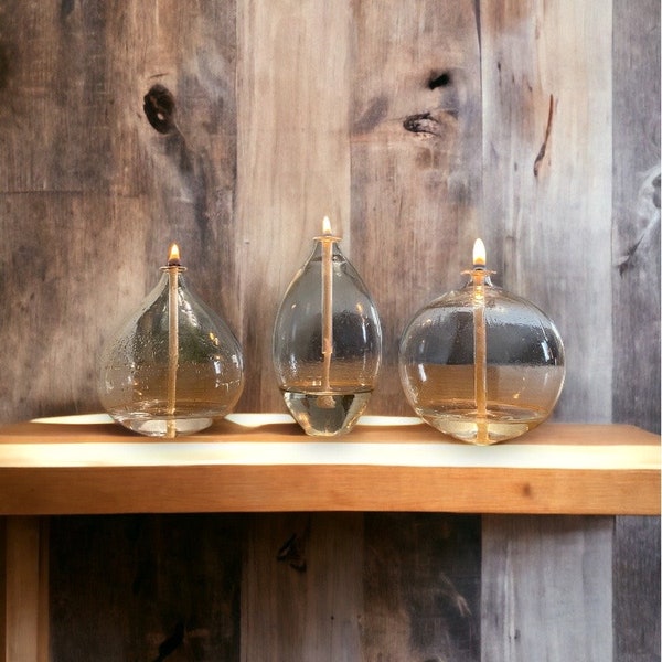 Elegant Glass Oil Lamp Trio Set  Ideal for Balcony Bedside and Desk Decor Unique Home Accessories for Spring and Wedding Table Decor