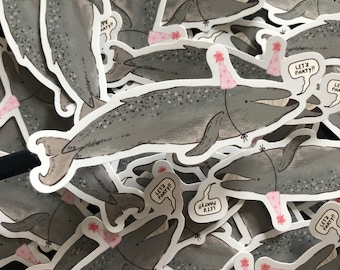 Cute Party Whale Laptop Vinyl Sticker